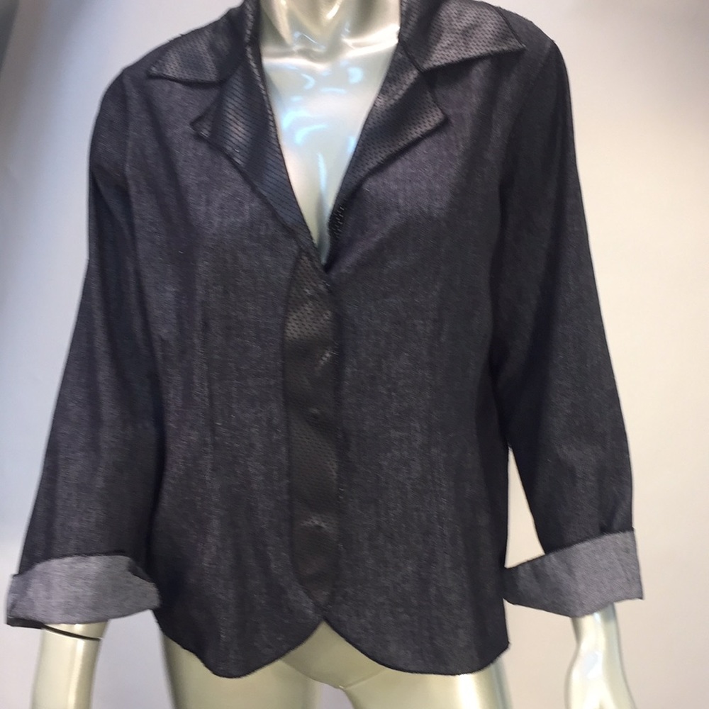 Lorain Croft Perforated Leather Blazer Top ‘’